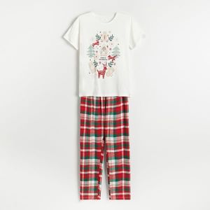 Reserved - Pyžamo s vianočnou potlačou - Krémová vyobraziť