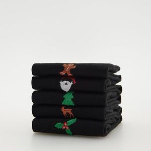 Reserved - Súprava 5 párov vianočných ponožiek - Čierna vyobraziť