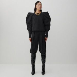 Reserved - Taftové nohavice s veľkými záševkami - Čierna vyobraziť