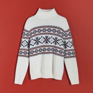 Reserved - Vzorovaný úpletový sveter - Krémová vyobraziť