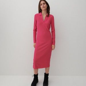 Reserved - Rochie din tricot reiat - Ružová vyobraziť