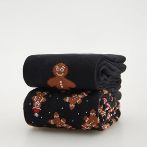 Reserved - Súprava 2 párov vianočných ponožiek - Čierna vyobraziť