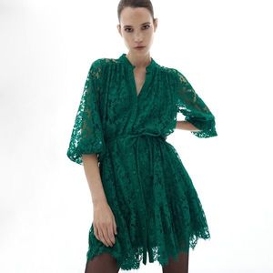 Reserved - Čipkované šaty - Zelená vyobraziť