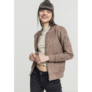 Urban Classics Ladies Imitation Suede Bomber Jacket taupe - S vyobraziť