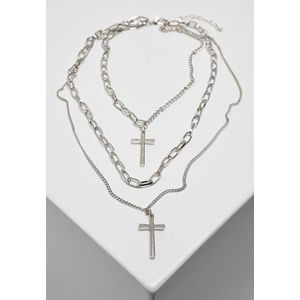 Urban Classics Layering Cross Necklace silver - One Size vyobraziť