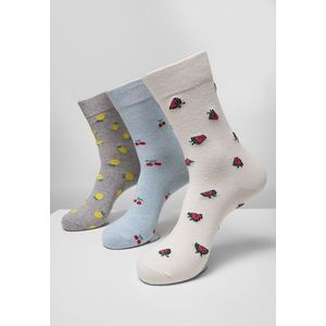 Recycled Yarn Fruit Socks 3-Pack grey+cream+lightblue - 39-42 vyobraziť