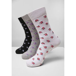Recycled Yarn Flower Socks 3-Pack grey+black+white - 39-42 vyobraziť