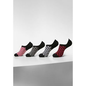 Recycled Yarn Check Invisible Socks 4-Pack black+white+red+grey - 43-46 vyobraziť