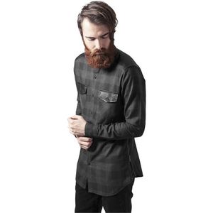 Urban Classics Side Zip Leather Shoulder Flanell Shirt blk/cha - M vyobraziť