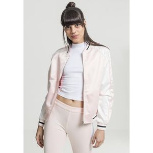 Urban Classics Ladies 3-Tone Souvenir Jacket pink/offwhite/blk - XS vyobraziť