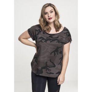 Urban Classics Ladies Camo Back Shaped Tee dark camo - 3XL vyobraziť