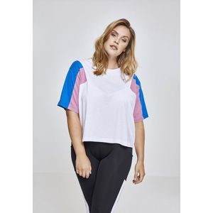 Urban Classics Ladies 3-Tone Short Oversize Tee wht/brightblue/coolpink - 3XL vyobraziť