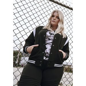 Urban Classics Ladies Inset College Sweat Jacket blk/wht - 4XL vyobraziť