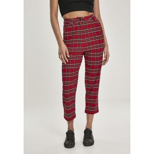 Urban Classics Ladies High Waist Checker Cropped Pants red/blk - 28 vyobraziť