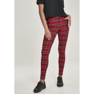 Urban Classics Ladies Skinny Tartan Pants red/blk - 26 vyobraziť