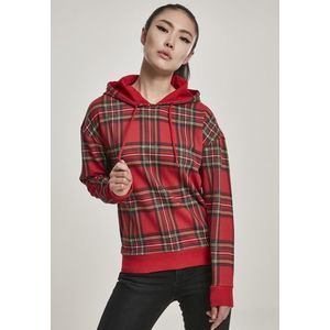 Urban Classics Ladies AOP Tartan Hoody red/black - S vyobraziť