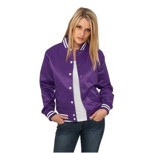 Urban Classics Ladies Shiny College Jacket pur/wht - M vyobraziť