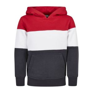 Urban Classics Boys 3-Tone Hoody fire red/white/navy - 110/116 vyobraziť