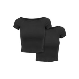 Urban Classics Ladies Off Shoulder Rib Tee 2-Pack black+black - L vyobraziť