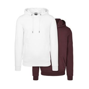 Basic Sweat Hoody 2-Pack white+redwine - S vyobraziť