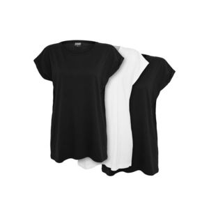Ladies Extended Shoulder Tee 3-Pack black/white/black - S vyobraziť