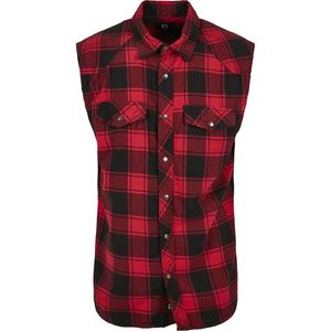 Urban Classics Brandit Checkshirt Sleeveless red/black - 3XL vyobraziť