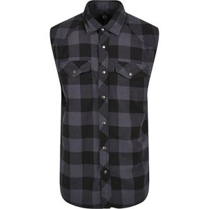 Urban Classics Brandit Checkshirt Sleeveless black/grey - 3XL vyobraziť