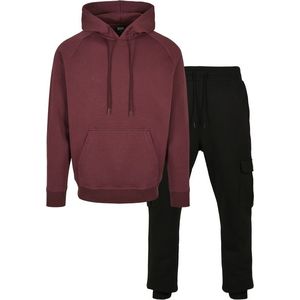 Urban Classics Blank Hoody + Cargo Sweatpants Suit Pack cherry+black - 4XL vyobraziť