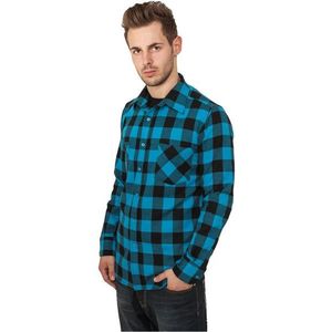 Urban Classics Checked Flanell Shirt Blk/tur - S / čierno-tyrkysová vyobraziť