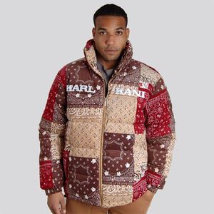 Zimná bunda Karl Kani Retro Paisley Corduroy Puffer Jacket Sand Brown - S vyobraziť