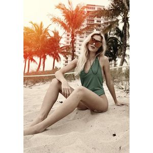 Urban Classics Ladies Deep Neck Swimsuit fresh green - XS vyobraziť