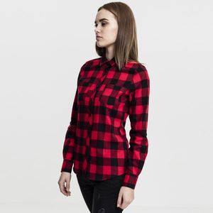 Dámska košeľa Urban Classics Ladies Turnup Checked Flanell Shirt blk/red - M vyobraziť