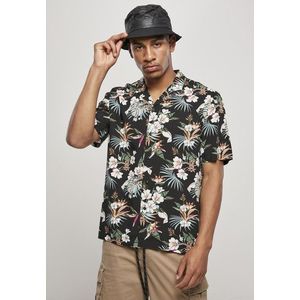 Urban Classics Viscose AOP Resort Shirt blacktropical - S vyobraziť