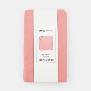 Sinsay - Bavlnené posteľné prestieradlo, 90 cm × 200 cm - Ružová vyobraziť