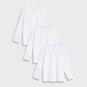 Sinsay - Súprava 3 basic tričiek s dlhými rukávmi - Biela vyobraziť