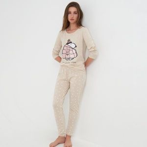 Sinsay - Dvojdielne pyžamo Snoopy - Béžová vyobraziť