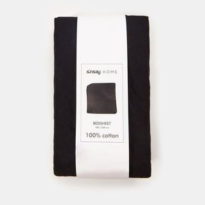 Sinsay - Bavlnené posteľné prestieradlo s gumičkou - Čierna vyobraziť