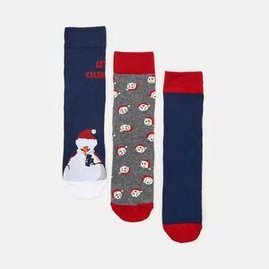 Sinsay - Súprava 3 párov vianočných ponožiek - Tmavomodrá vyobraziť