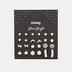 Sinsay - Súprava 12 párov náušníc - Strieborná vyobraziť