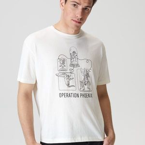Sinsay - Boxy tričko - Krémová vyobraziť