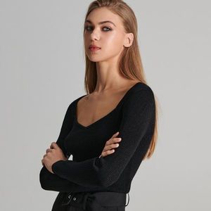 Sinsay - Prúžkovaný sveter - Čierna vyobraziť