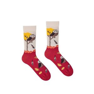 Bordovo-hnedé vzorované ponožky Sova vyobraziť
