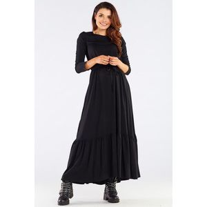 Čierne maxi šaty s viazaním A455 vyobraziť