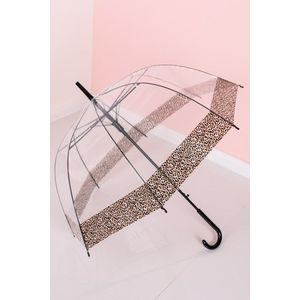 Hnedo-transparentný dáždnik Leopard vyobraziť