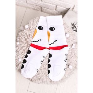Biele vzorované ponožky Snehuliak vyobraziť