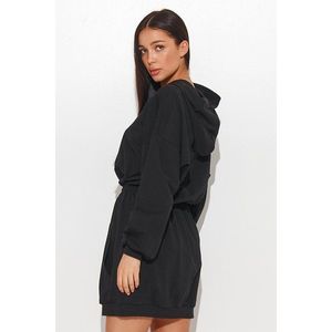 Čierne krátke mikinové šaty s kapucňou NU374 vyobraziť