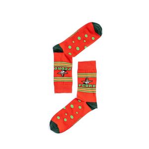 Červené vzorované ponožky Pedro + žuvačky Pedro vyobraziť