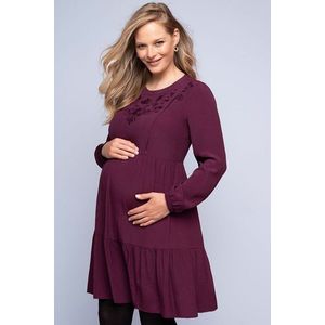 Bordové tehotenské volánové šaty Alanya vyobraziť