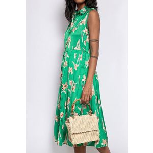 Zelené kvetované midi šaty Frida vyobraziť