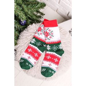Červeno-zelené vzorované ponožky Hviezda Vianoc vyobraziť